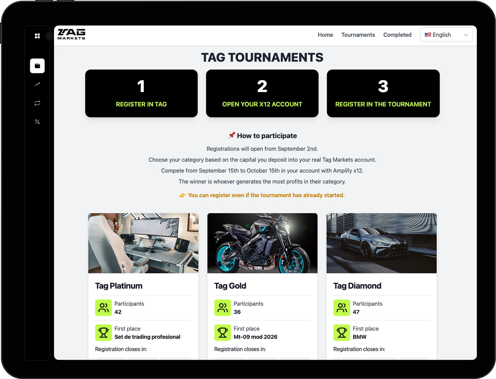 Arena de Torneios TAG Markets